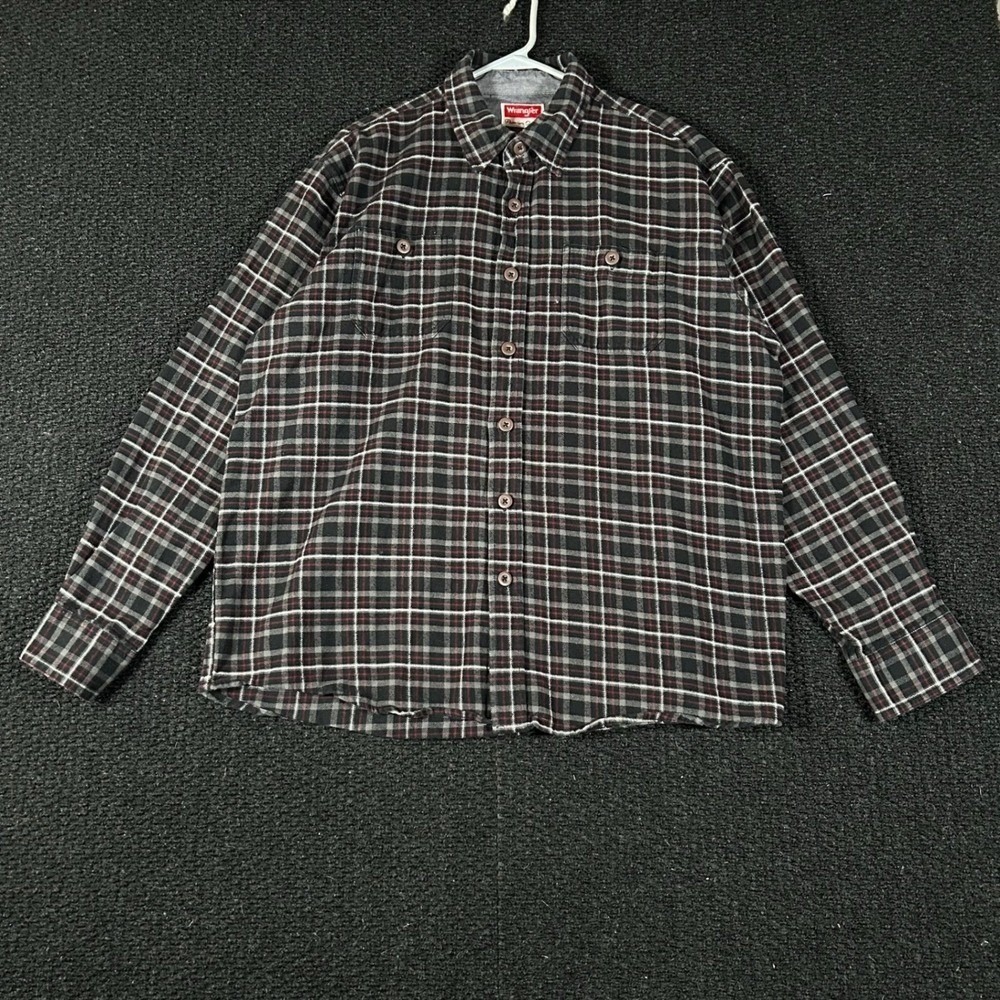 Wrangler Western‎ Mens Flannel Shirt Plaid Button Down Long Sleeve Black Red XL